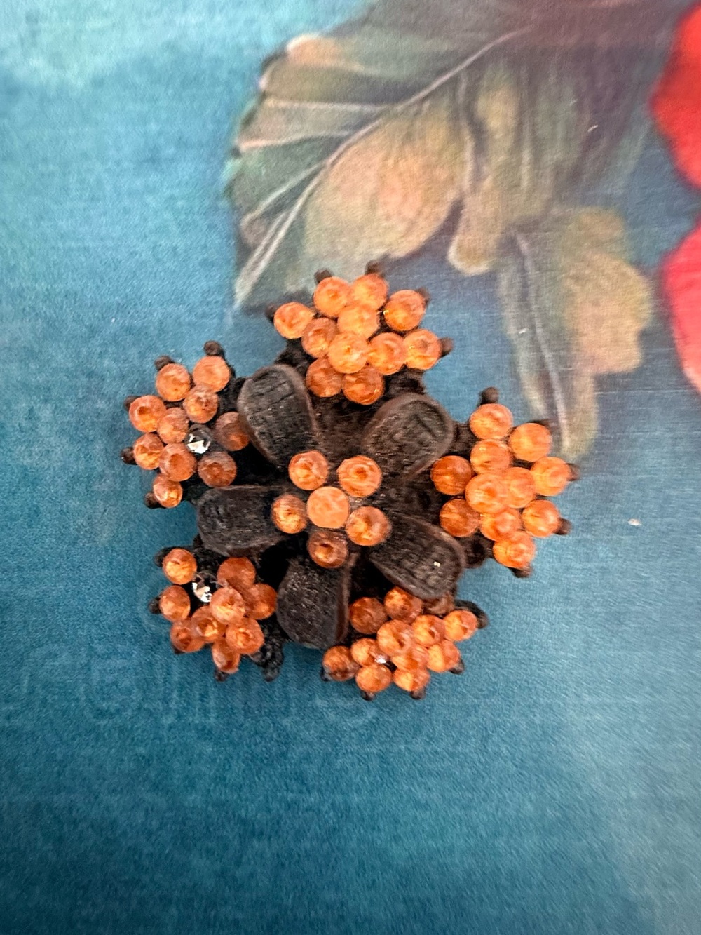 Small Brown and Orange Floral Cluster Brooch - Women Accessories